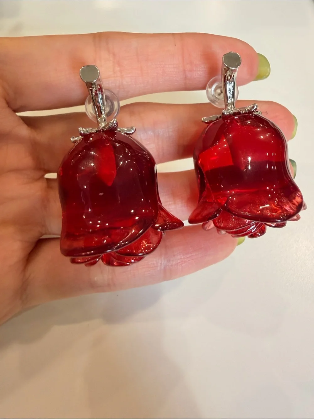 Red Rose Stud Earrings